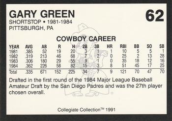 1991 Collegiate Collection Oklahoma State Cowboys #62 Gary Green Back