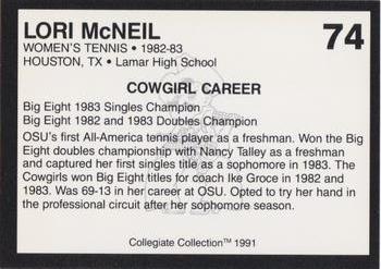 1991 Collegiate Collection Oklahoma State Cowboys #74 Lori McNeil Back