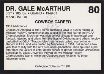 1991 Collegiate Collection Oklahoma State Cowboys #80 Dr. Gale McArthur Back