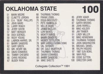 1991 Collegiate Collection Oklahoma State Cowboys #100 Director Card Back