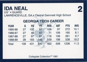 1991 Collegiate Collection Georgia Tech Yellow Jackets #2 Ida Neal Back