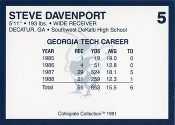 1991 Collegiate Collection Georgia Tech Yellow Jackets #5 Steve Davenport Back