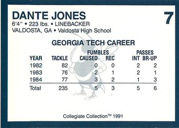 1991 Collegiate Collection Georgia Tech Yellow Jackets #7 Dante Jones Back