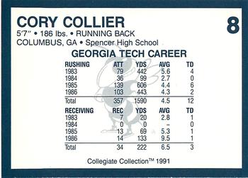 1991 Collegiate Collection Georgia Tech Yellow Jackets #8 Cory Collier Back
