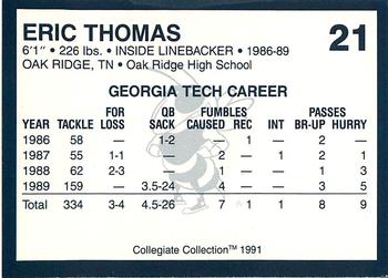 1991 Collegiate Collection Georgia Tech Yellow Jackets #21 Eric Thomas Back