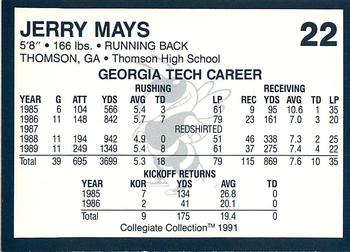 1991 Collegiate Collection Georgia Tech Yellow Jackets #22 Jerry Mays Back