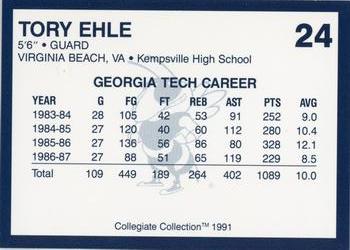 1991 Collegiate Collection Georgia Tech Yellow Jackets #24 Tory Ehle Back