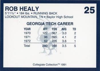 1991 Collegiate Collection Georgia Tech Yellow Jackets #25 Rob Healy Back