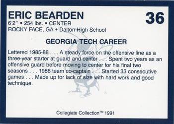 1991 Collegiate Collection Georgia Tech Yellow Jackets #36 Eric Bearden Back