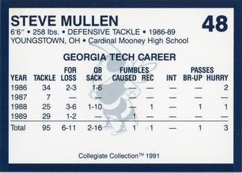 1991 Collegiate Collection Georgia Tech Yellow Jackets #48 Steve Mullen Back