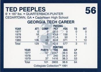 1991 Collegiate Collection Georgia Tech Yellow Jackets #56 Ted Peebles Back