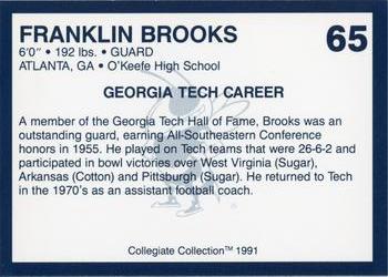 1991 Collegiate Collection Georgia Tech Yellow Jackets #65 Franklin Brooks Back