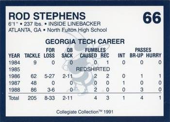 1991 Collegiate Collection Georgia Tech Yellow Jackets #66 Rod Stephens Back