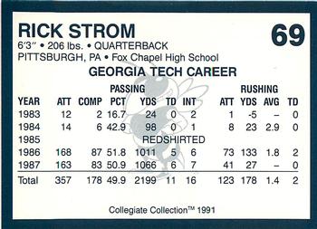 1991 Collegiate Collection Georgia Tech Yellow Jackets #69 Rick Strom Back