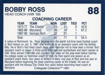 1991 Collegiate Collection Georgia Tech Yellow Jackets #88 Bobby Ross Back