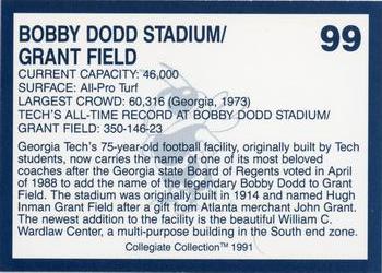 1991 Collegiate Collection Georgia Tech Yellow Jackets #99 Bobby Dodd Stadium Back