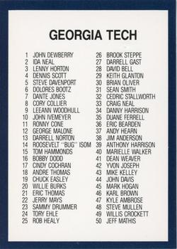 1991 Collegiate Collection Georgia Tech Yellow Jackets #100 Checklist Front