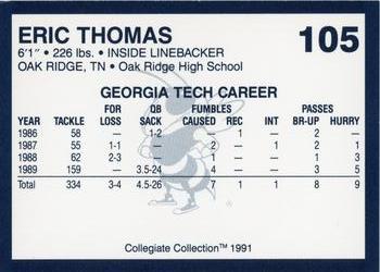 1991 Collegiate Collection Georgia Tech Yellow Jackets #105 Eric Thomas Back