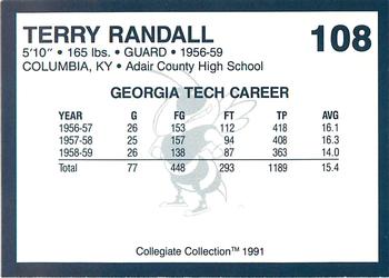 1991 Collegiate Collection Georgia Tech Yellow Jackets #108 Terry Randall Back