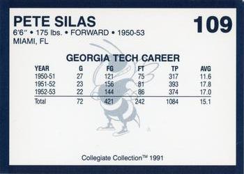 1991 Collegiate Collection Georgia Tech Yellow Jackets #109 Pete Silas Back