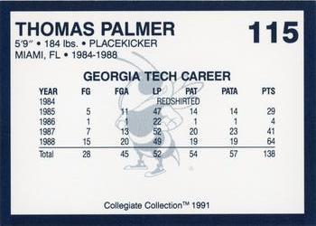 1991 Collegiate Collection Georgia Tech Yellow Jackets #115 Thomas Palmer Back