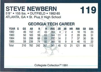 1991 Collegiate Collection Georgia Tech Yellow Jackets #119 Steve Newbern Back