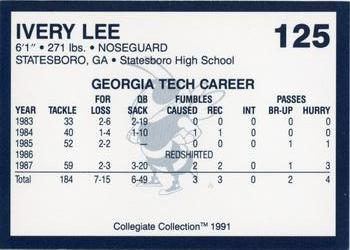 1991 Collegiate Collection Georgia Tech Yellow Jackets #125 Ivery Lee Back