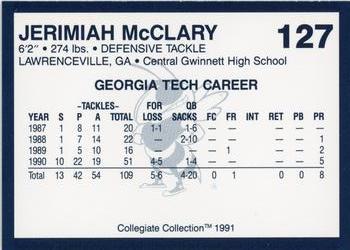 1991 Collegiate Collection Georgia Tech Yellow Jackets #127 Jerimiah McClary Back
