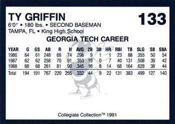 1991 Collegiate Collection Georgia Tech Yellow Jackets #133 Ty Griffin Back