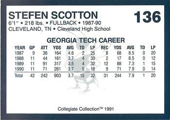 1991 Collegiate Collection Georgia Tech Yellow Jackets #136 Stefen Scotton Back