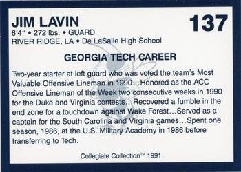1991 Collegiate Collection Georgia Tech Yellow Jackets #137 Jim Lavin Back