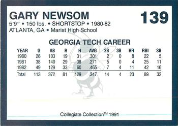 1991 Collegiate Collection Georgia Tech Yellow Jackets #139 Gary Newsom Back