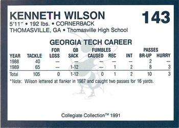 1991 Collegiate Collection Georgia Tech Yellow Jackets #143 Kenneth Wilson Back