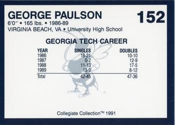 1991 Collegiate Collection Georgia Tech Yellow Jackets #152 George Paulson Back