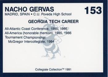 1991 Collegiate Collection Georgia Tech Yellow Jackets #153 Nacho Gervas Back