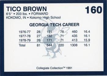 1991 Collegiate Collection Georgia Tech Yellow Jackets #160 Tico Brown Back