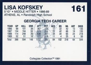 1991 Collegiate Collection Georgia Tech Yellow Jackets #161 Lisa Kofskey Back