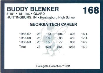 1991 Collegiate Collection Georgia Tech Yellow Jackets #168 Buddy Blemker Back