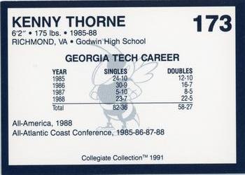 1991 Collegiate Collection Georgia Tech Yellow Jackets #173 Kenny Thorne Back