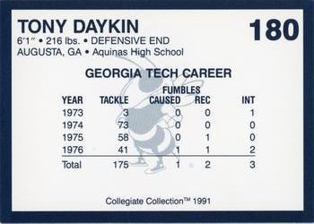 1991 Collegiate Collection Georgia Tech Yellow Jackets #180 Tony Daykin Back
