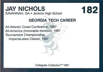 1991 Collegiate Collection Georgia Tech Yellow Jackets #182 Jay Nichols Back