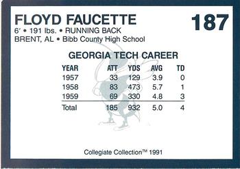 1991 Collegiate Collection Georgia Tech Yellow Jackets #187 Floyd Faucette Back