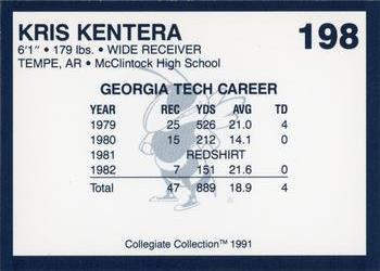 1991 Collegiate Collection Georgia Tech Yellow Jackets #198 Kris Kentera Back