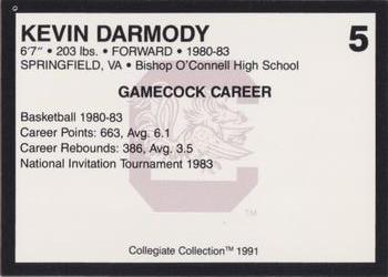 1991 Collegiate Collection South Carolina Gamecocks #5 Kevin Darmody Back