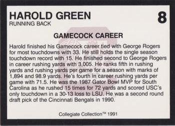 1991 Collegiate Collection South Carolina Gamecocks #8 Harold Green Back