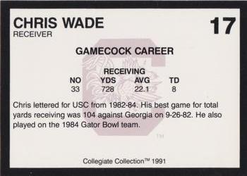 1991 Collegiate Collection South Carolina Gamecocks #17 Chris Wade Back