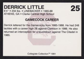 1991 Collegiate Collection South Carolina Gamecocks #25 Derrick Little Back