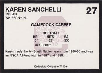 1991 Collegiate Collection South Carolina Gamecocks #27 Karen Sanchelli Back