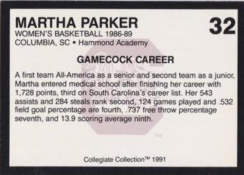 1991 Collegiate Collection South Carolina Gamecocks #32 Martha Parker Back