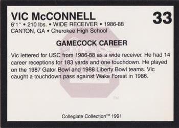1991 Collegiate Collection South Carolina Gamecocks #33 Vic McConnell Back
